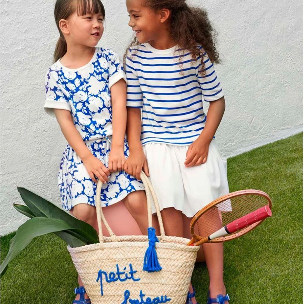 PETIT BATEAU GIRL SHORT SLEEVE FLORAL DROP WAIST DRESS Sz 4T